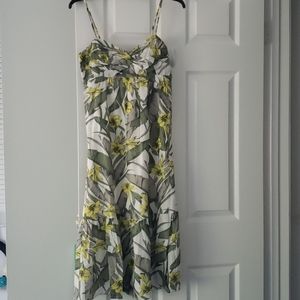 Summer dress banana republic white, green, yellow